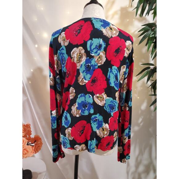 Charter Club Floral Button Cardigan Sweater Size XL Lightweight Multicolor Layer - Picture 3 of 8